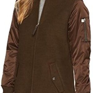 Obey Women’s Birmingham Longline Bomber Jacket in Olive Colour EUC Size M